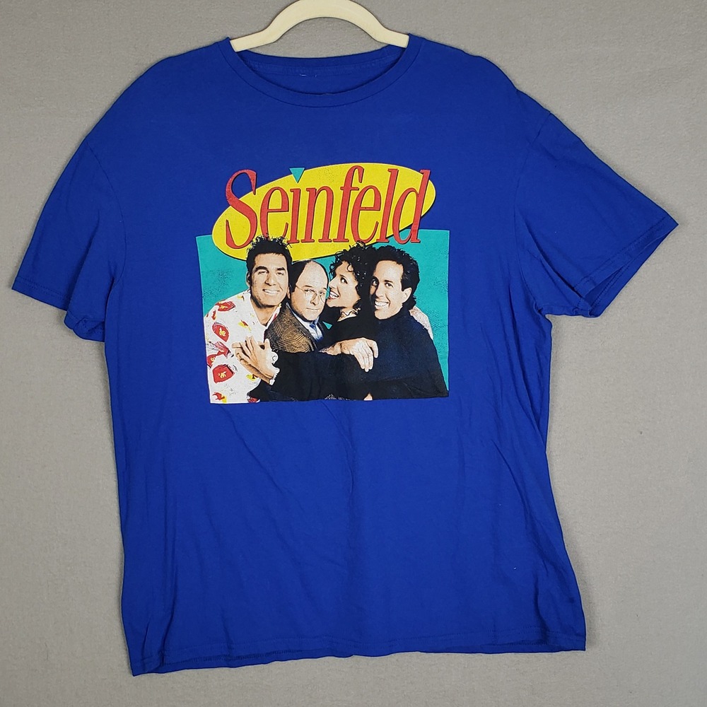 Seinfeld Cast Graphic Tee Shirt Bright Cobalt Blue 90s Sitcom Comedy‎ Size XL